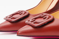 The Maneadero Dark Red Leather Pump Fuchsia Sole Shoe