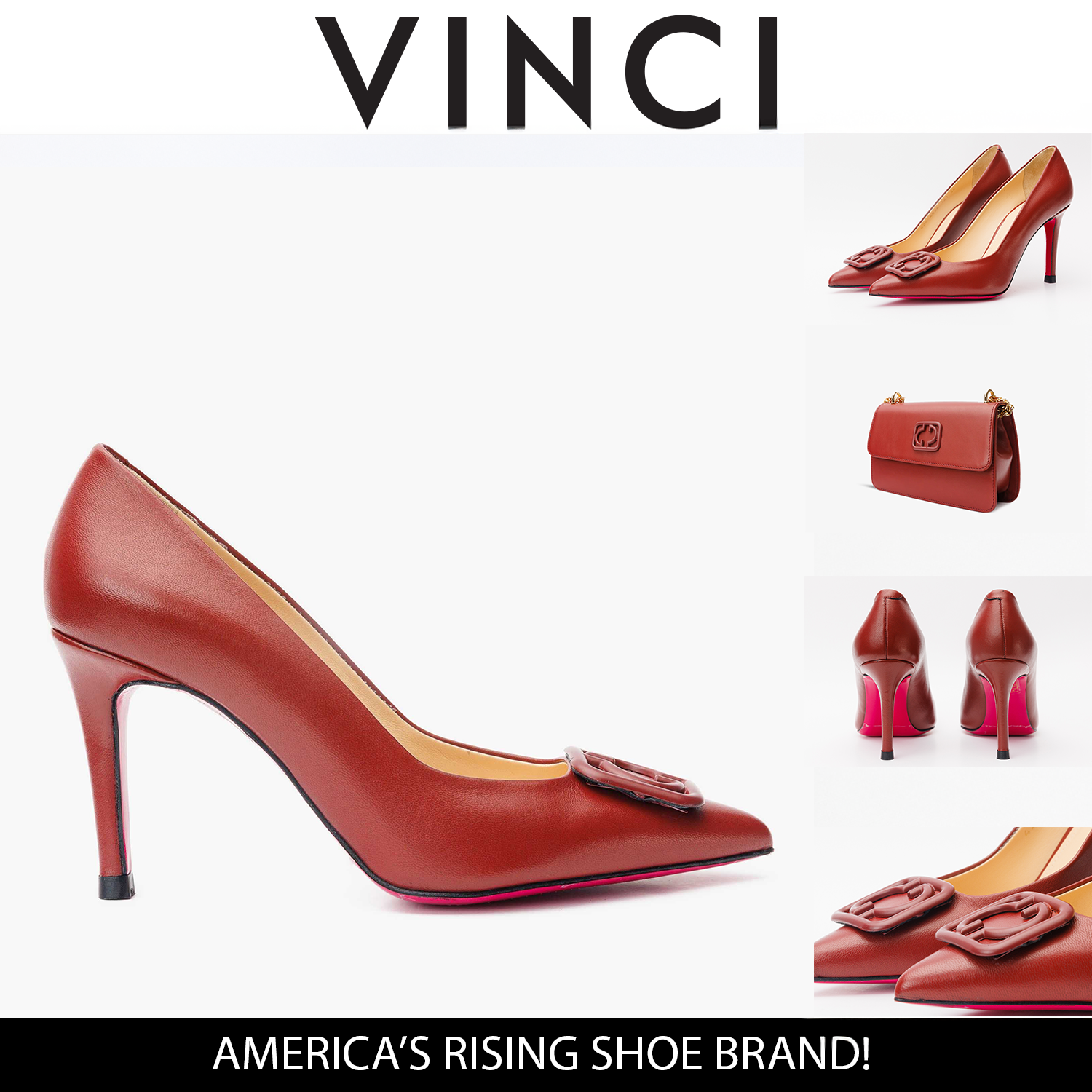 The Maneadero Dark Red Leather Pump Fuchsia Sole Shoe