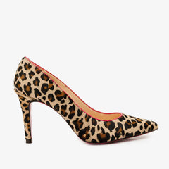 The Olbia Leopard Leather Pump Fuchsia Sole Shoe