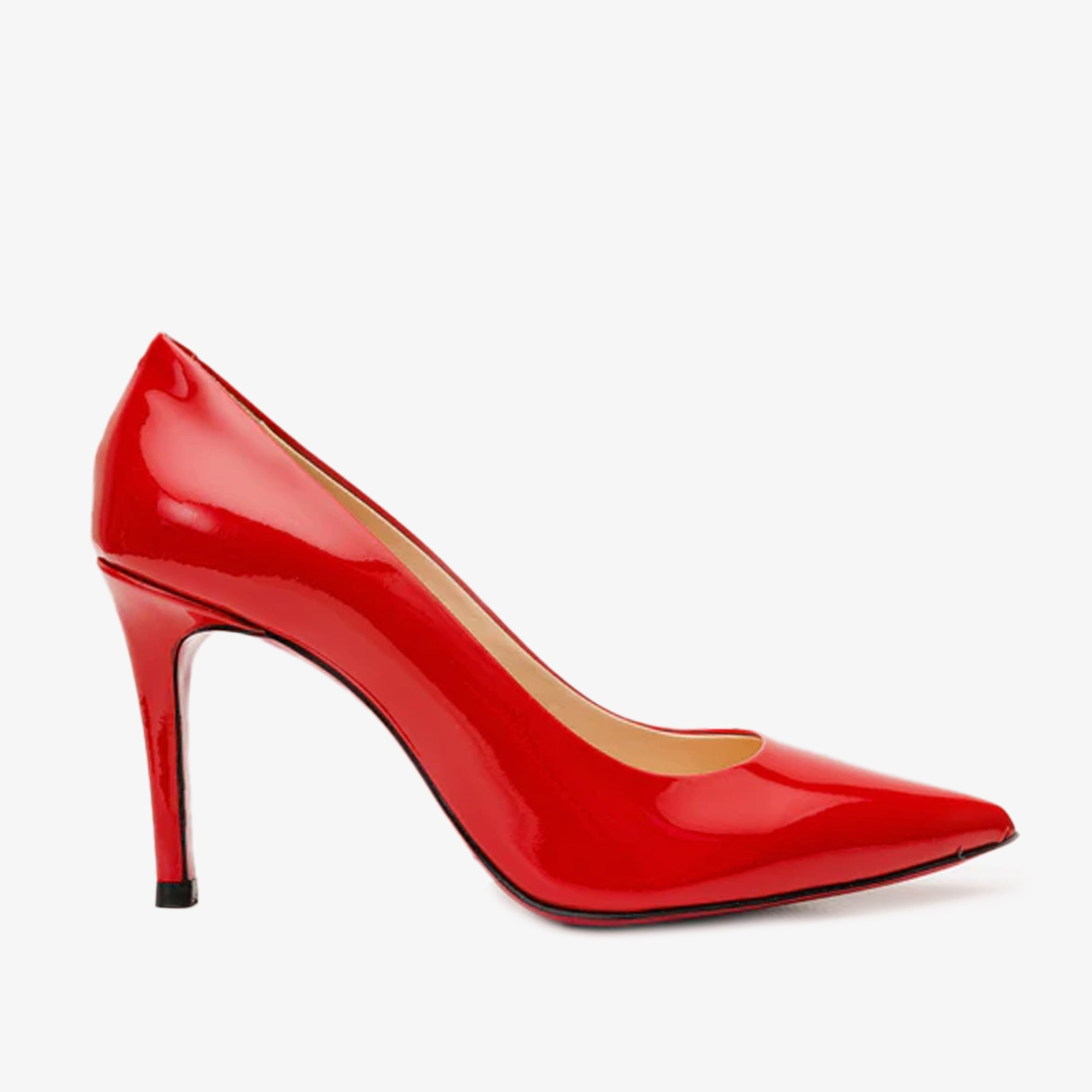 The Ege Red Leather Pump Fuchsia Sole Shoe