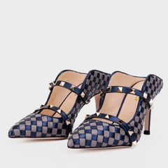 The Dosso Navy Blue Handwoven Pointy Toe Leather Sandal