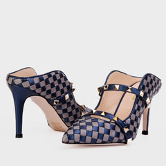 The Dosso Navy Blue Handwoven Pointy Toe Leather Sandal
