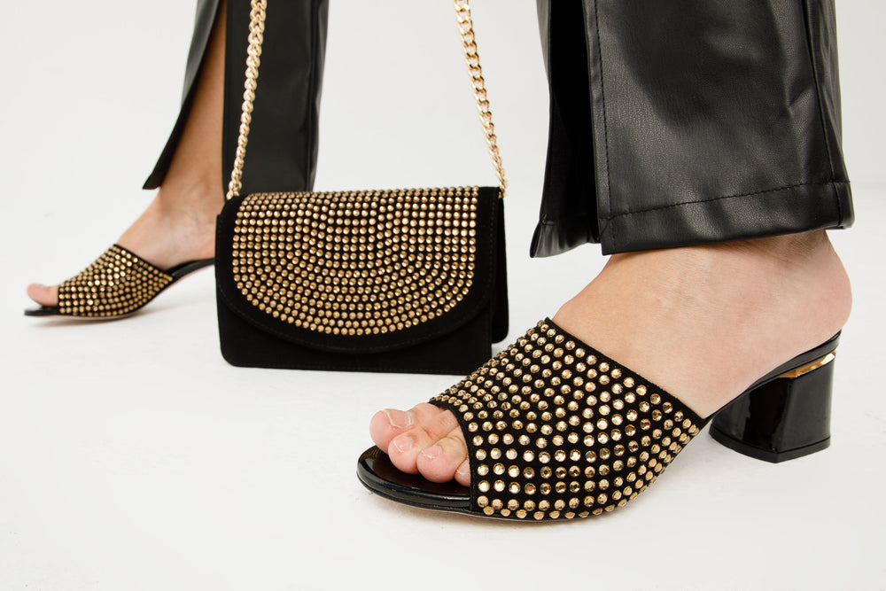 The Ailano Gold Glitter Leather Sandal