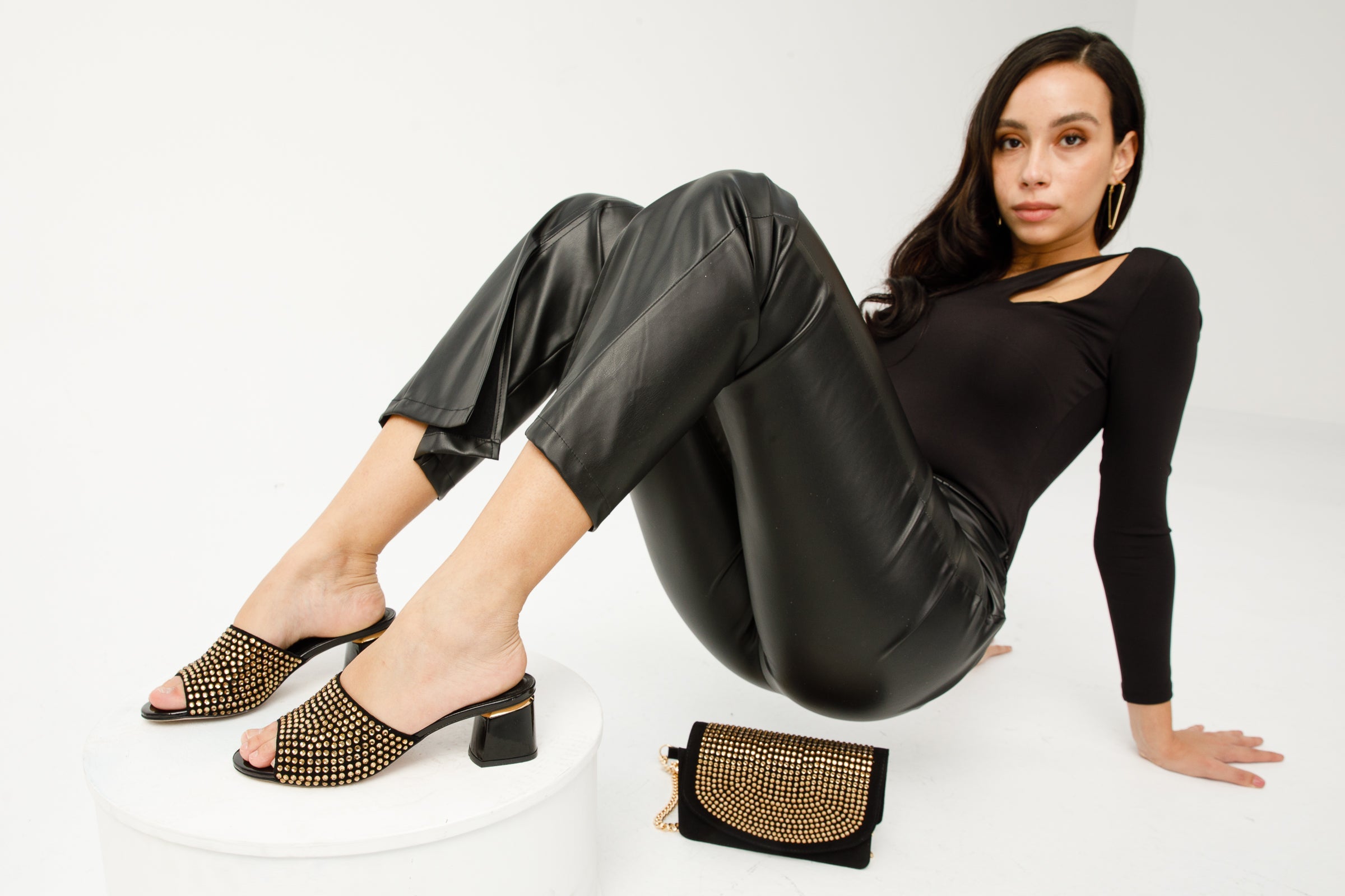 The Ailano Gold Glitter Leather Sandal
