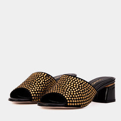 The Ailano Gold Glitter Leather Sandal
