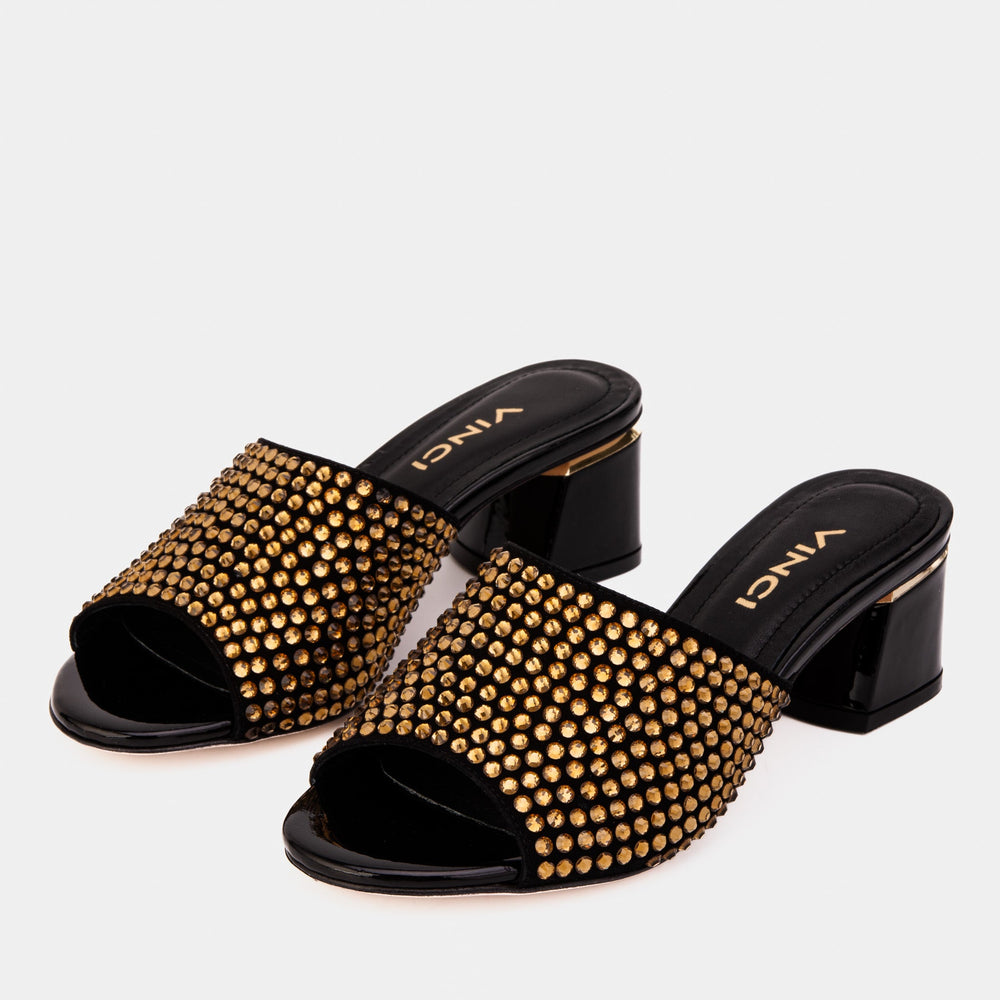 The Ailano Gold Glitter Leather Sandal