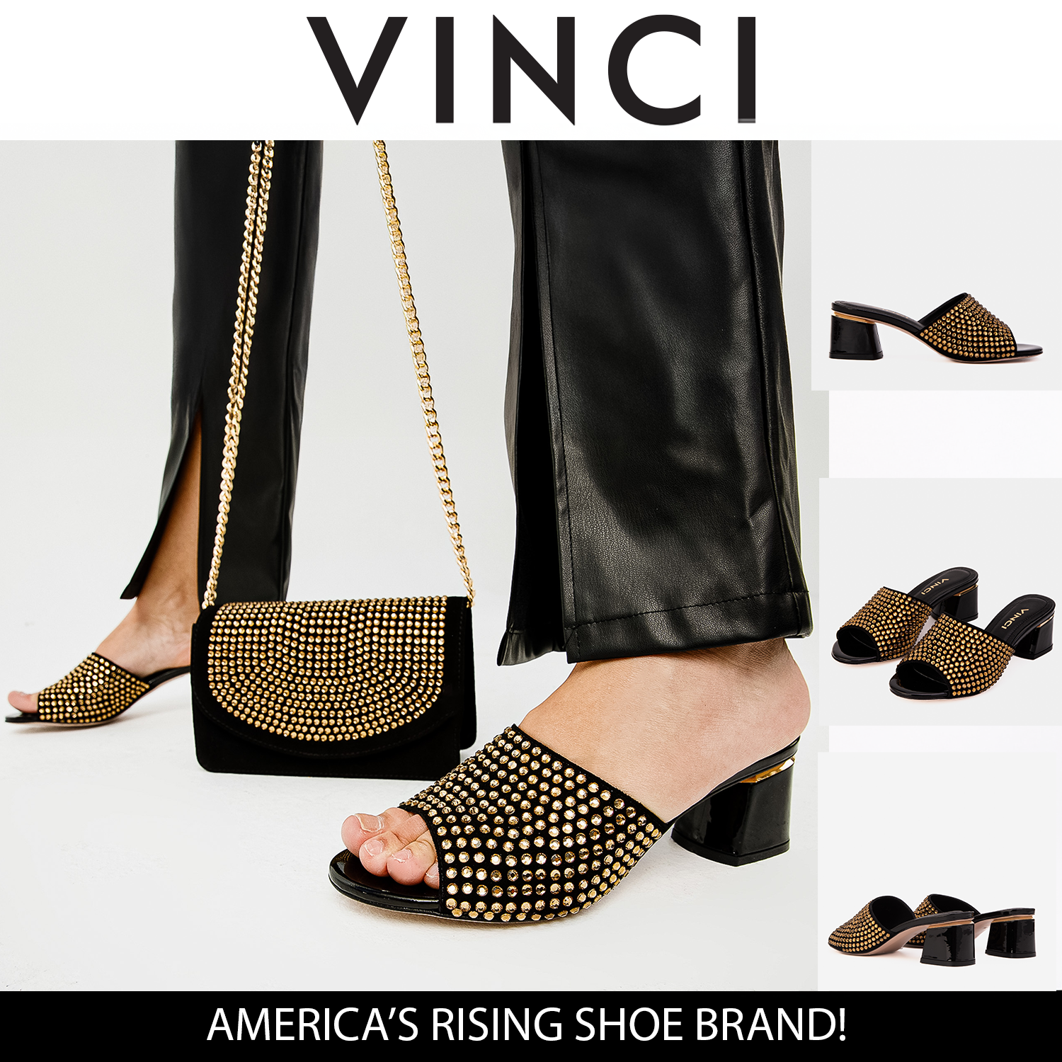 The Ailano Gold Glitter Leather Sandal