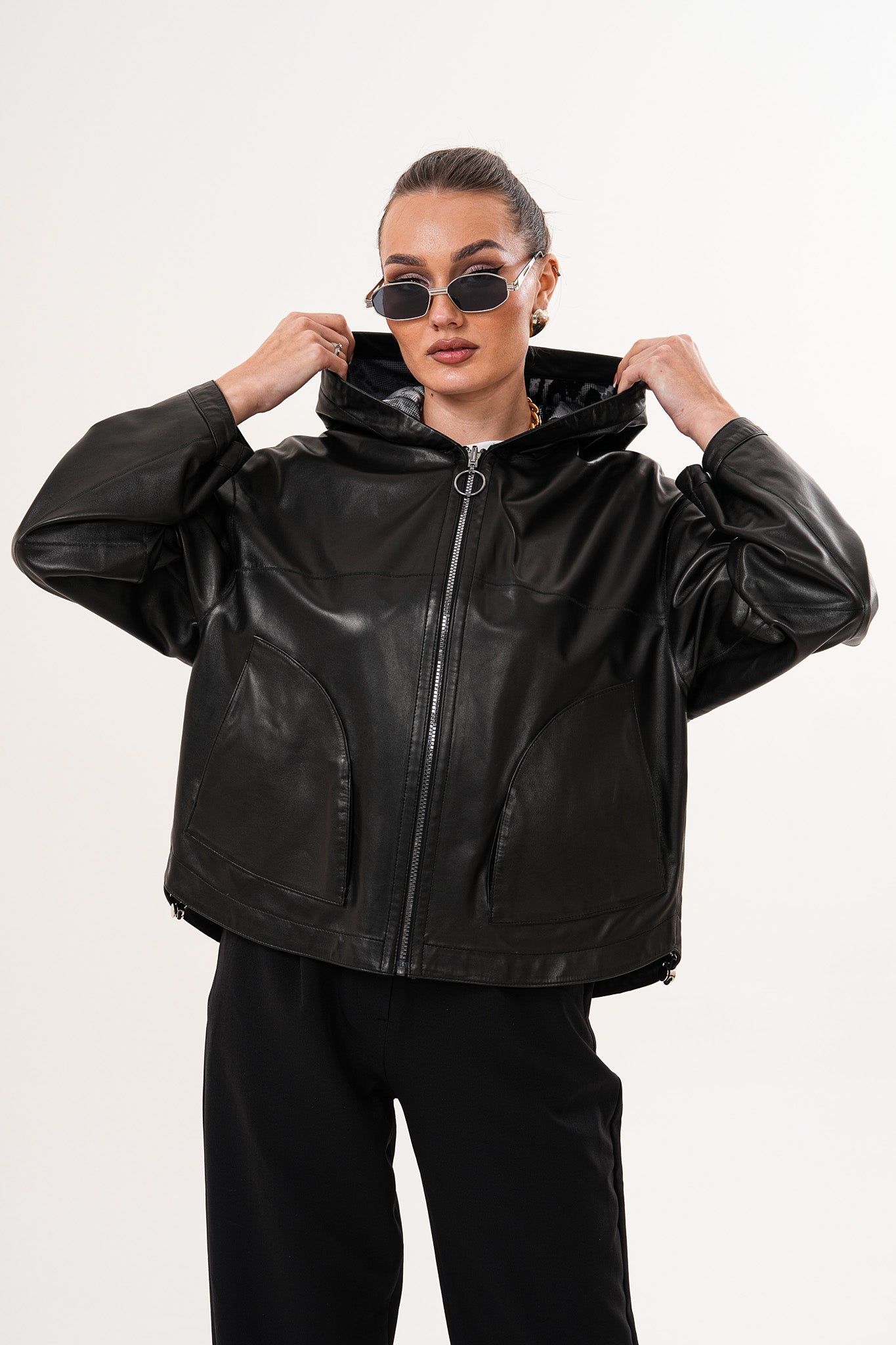 The Calyra Reversible Leather Jacket – Black