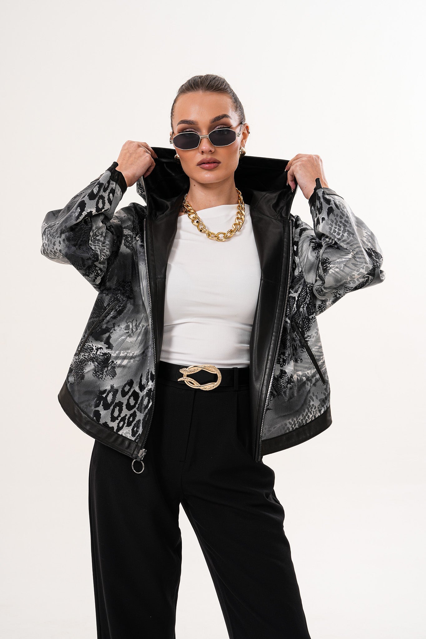 The Calyra Reversible Leather Jacket – Black
