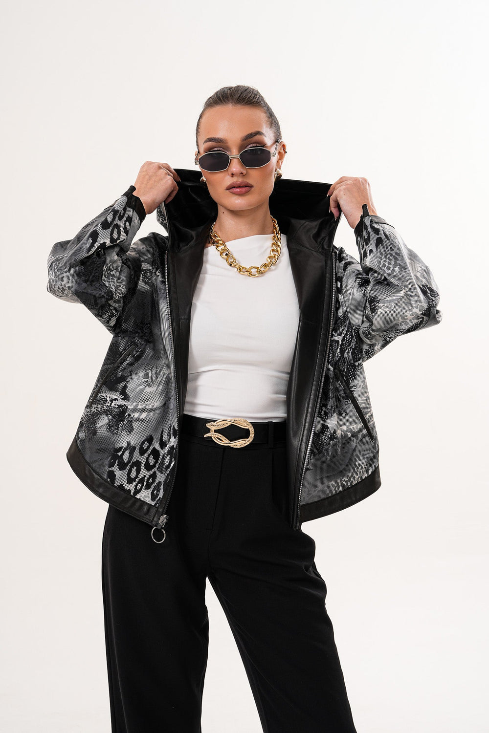 The Calyra Reversible Leather Jacket – Black