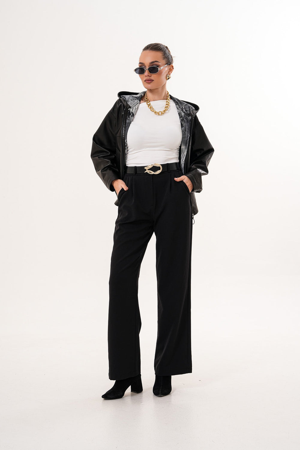 The Calyra Reversible Leather Jacket – Black