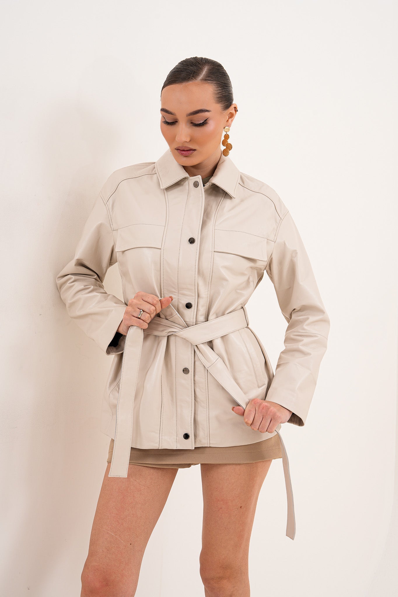 The Eira Cream Leather Jacket