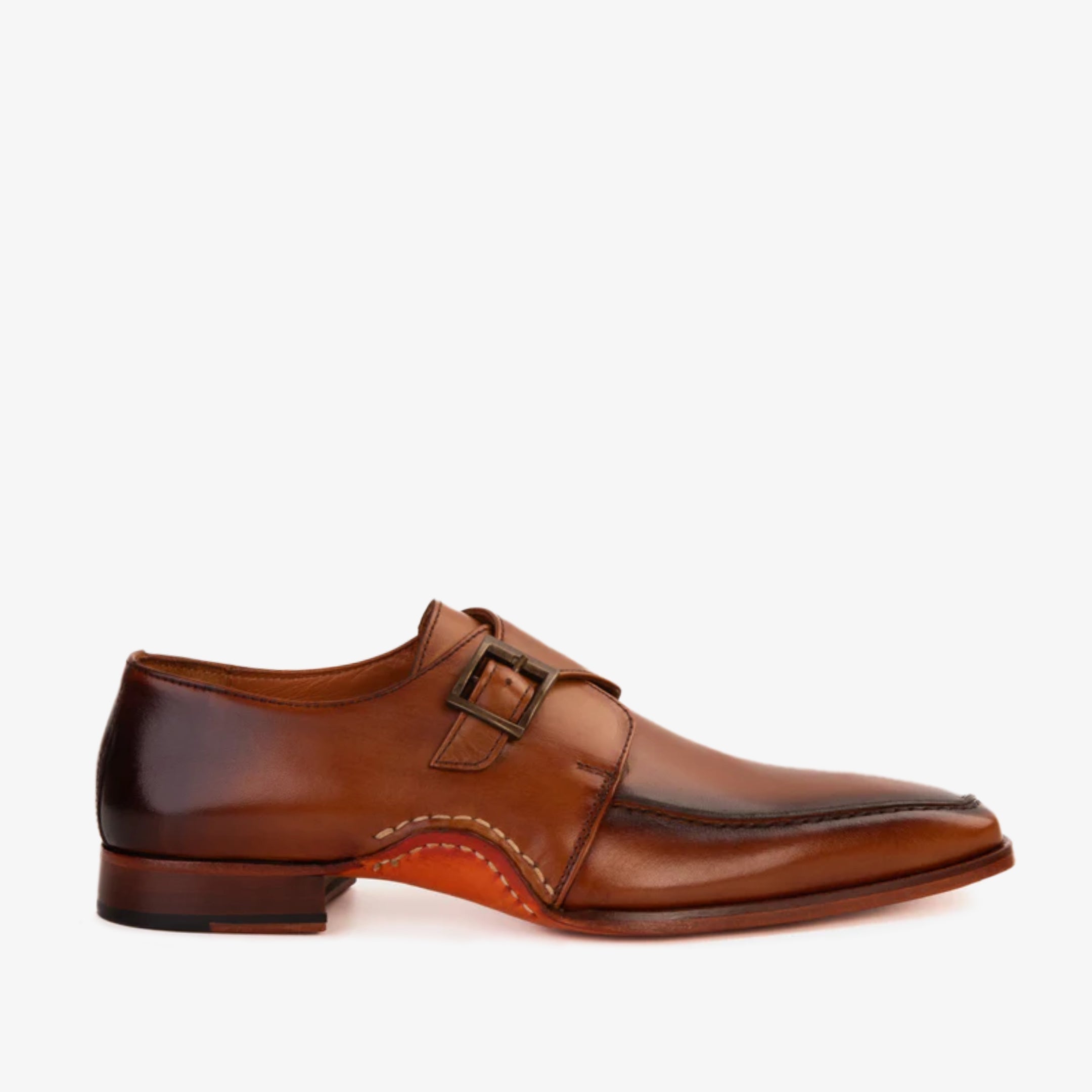 The Hagrid Tan Leather Single Monk Strap Handmade Shoe