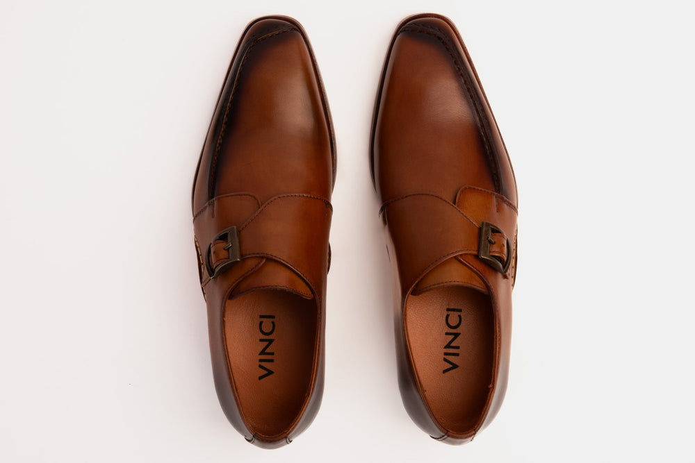 The Hagrid Tan Leather Single Monk Strap Handmade Shoe