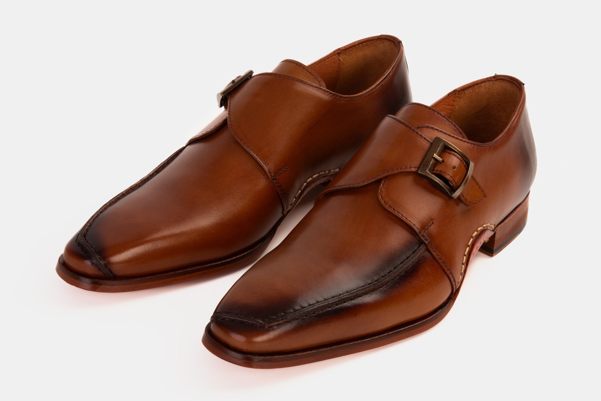 The Hagrid Tan Leather Single Monk Strap Handmade Shoe