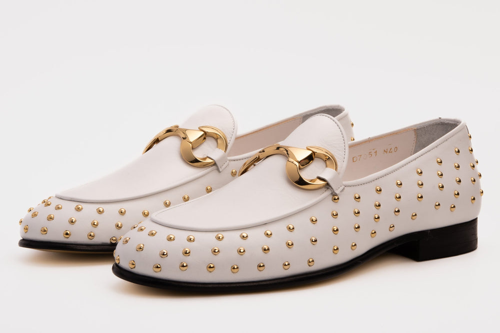 The Jupiter  Shoe White Spike Leather  Bit Dress Loafer Limited Edition Shoe