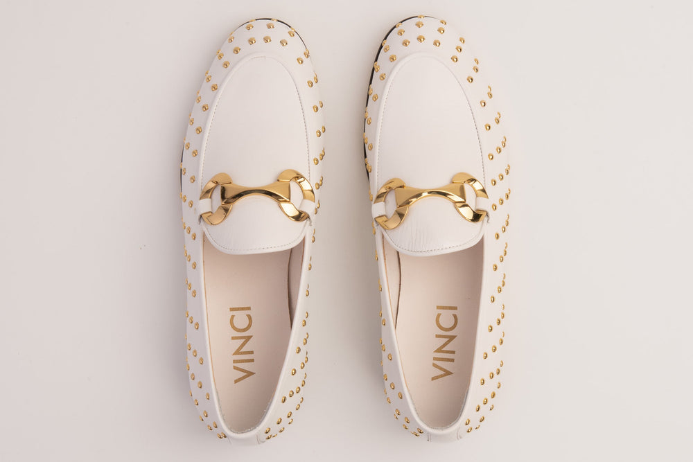 The Jupiter  Shoe White Spike Leather  Bit Dress Loafer Limited Edition Shoe