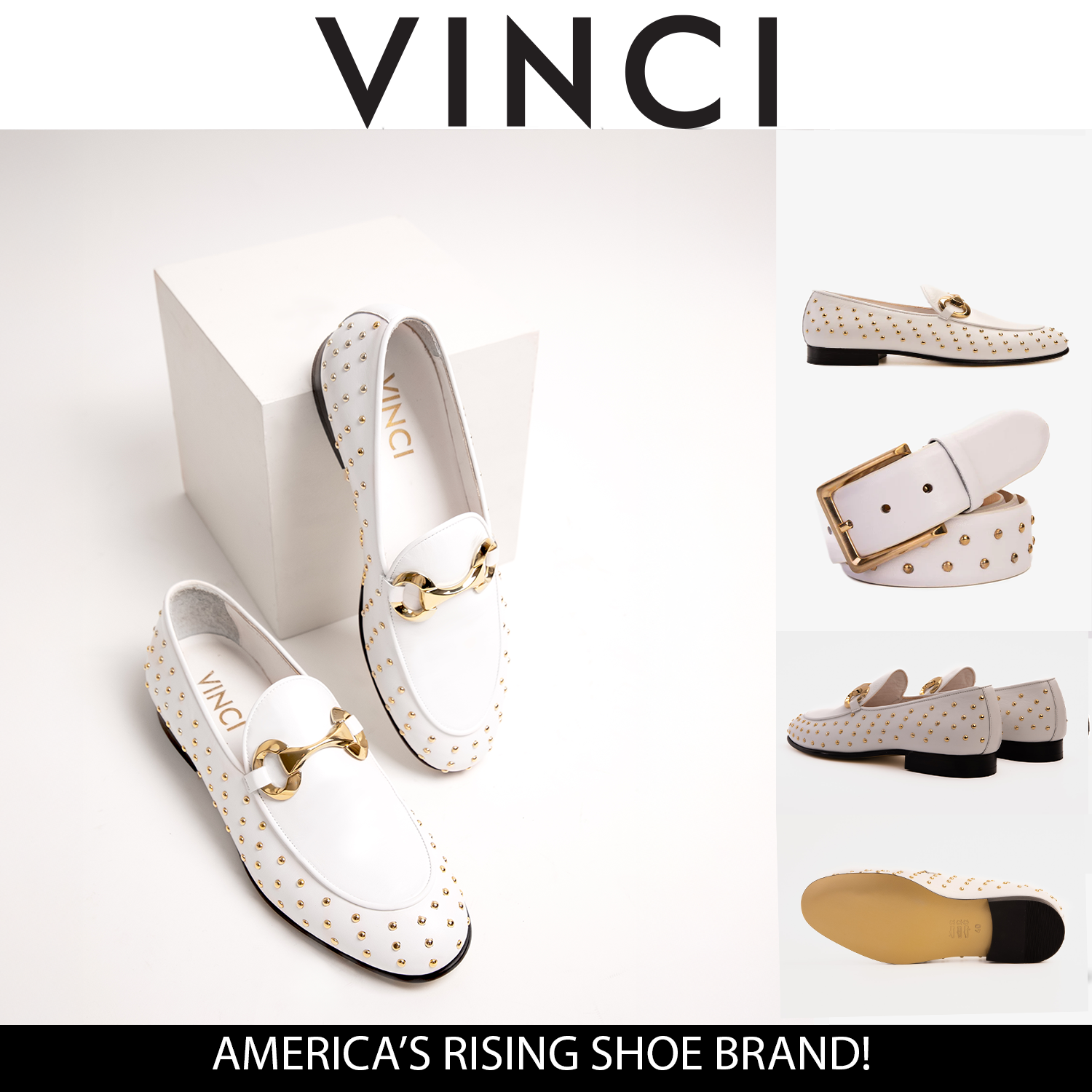 The Jupiter  Shoe White Spike Leather  Bit Dress Loafer Limited Edition Shoe