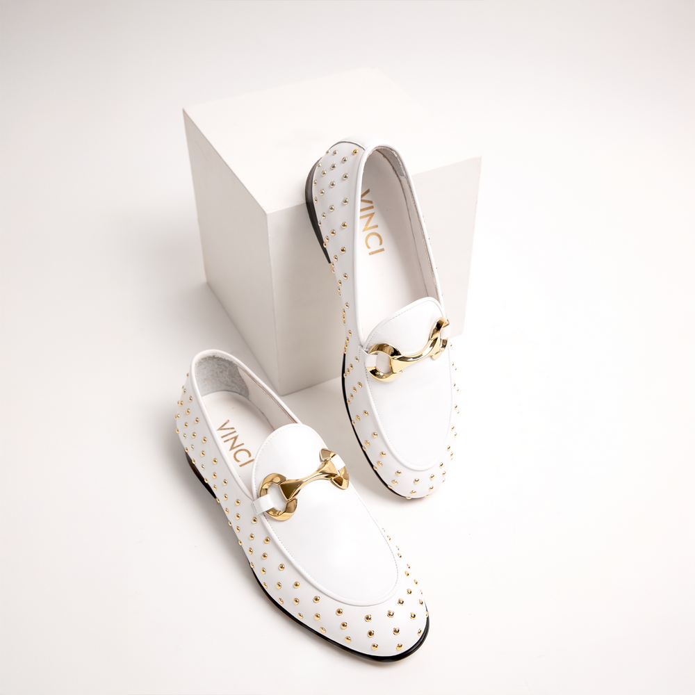The Jupiter  Shoe White Spike Leather  Bit Dress Loafer Limited Edition Shoe
