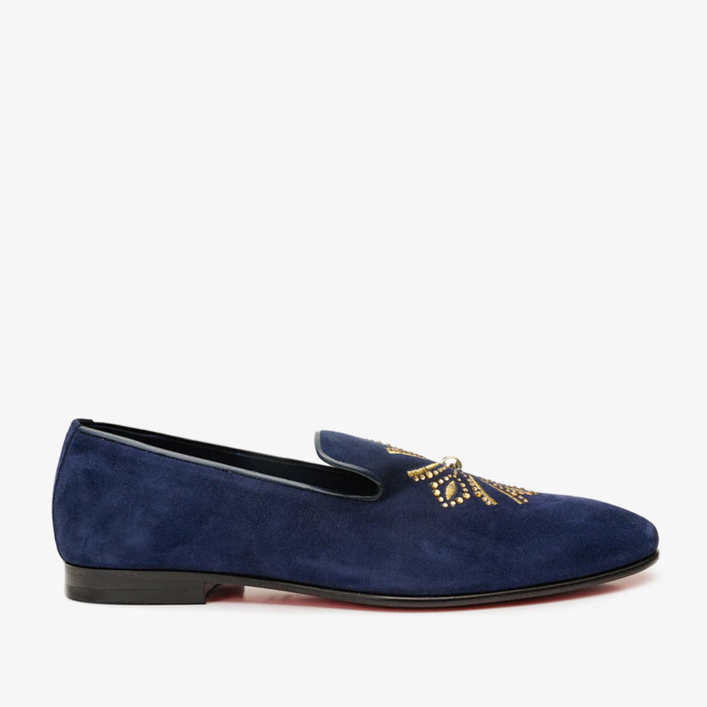 The Lazio Shoe Navy Blue Suede Slip-on Loafer Shoe