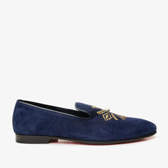The Lazio Shoe Navy Blue Suede Slip-on Loafer Shoe