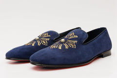 The Lazio Shoe Navy Blue Suede Slip-on Loafer Shoe