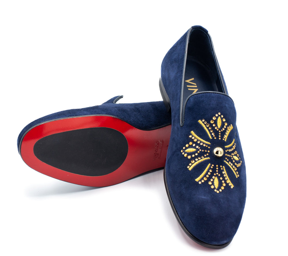 The Lazio Shoe Navy Blue Suede Slip-on Loafer Shoe