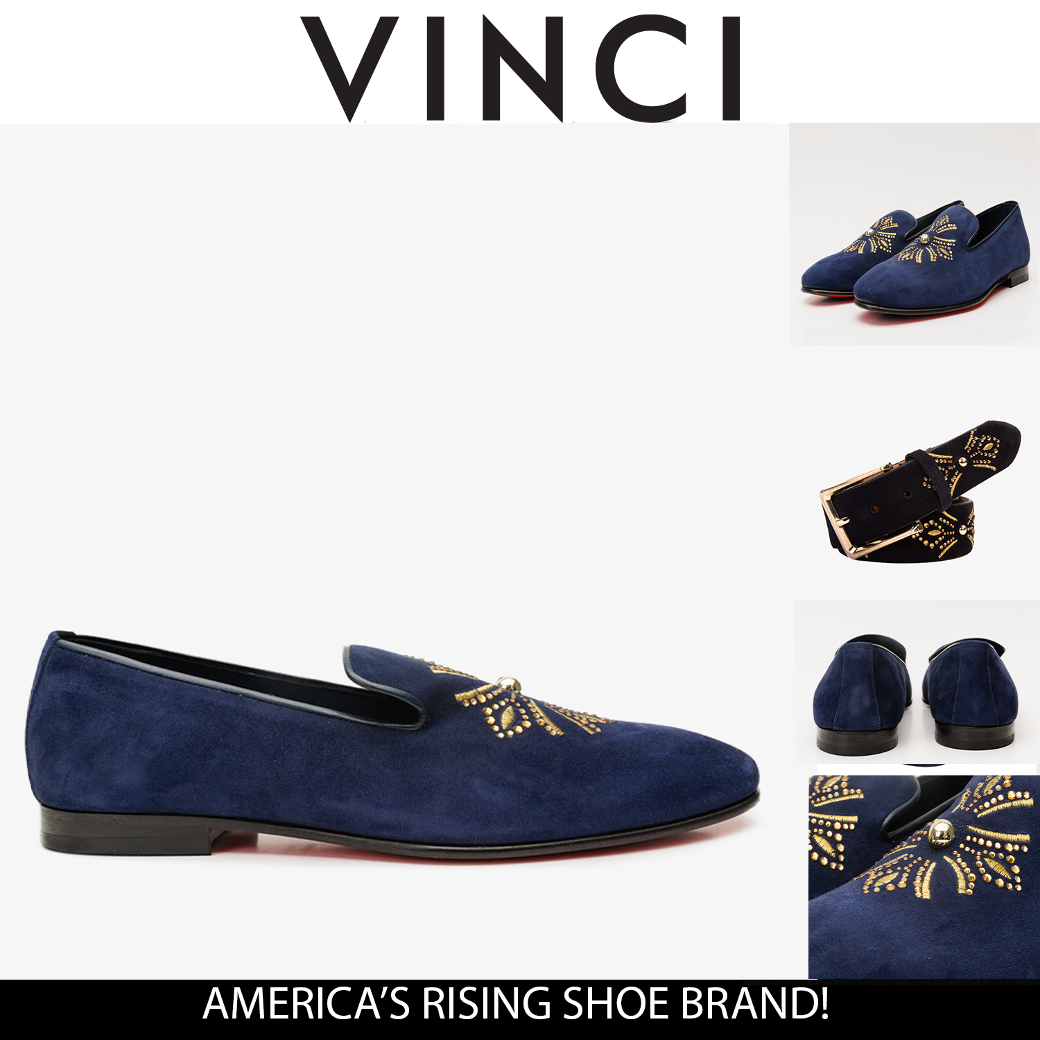 The Lazio Shoe Navy Blue Suede Slip-on Loafer Shoe
