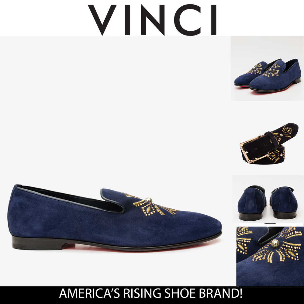 The Lazio Shoe Navy Blue Suede Slip-on Loafer Shoe