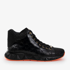 The Caesars Black Leather High-Top Sneaker