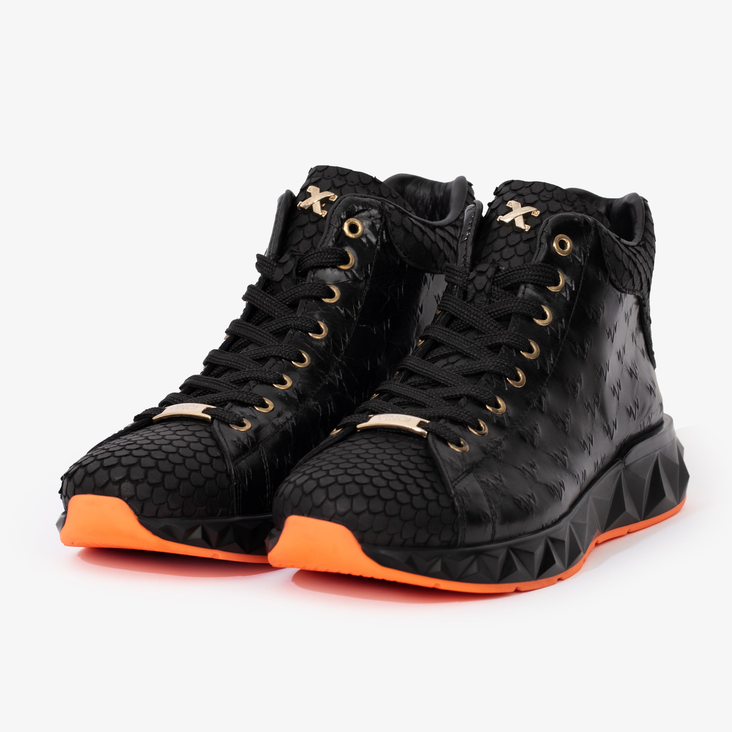 The Caesars Black Leather High-Top Sneaker