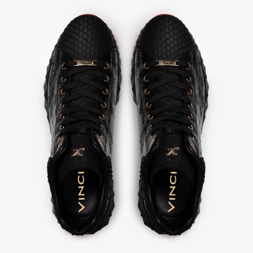 The Caesars Black Leather High-Top Sneaker