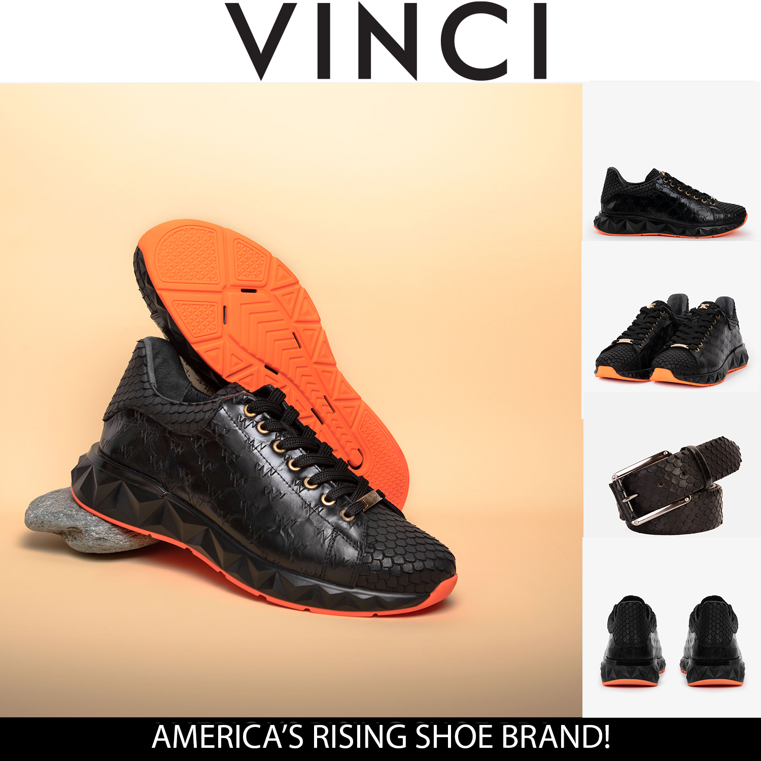 The Caesars Black Leather  Sneaker