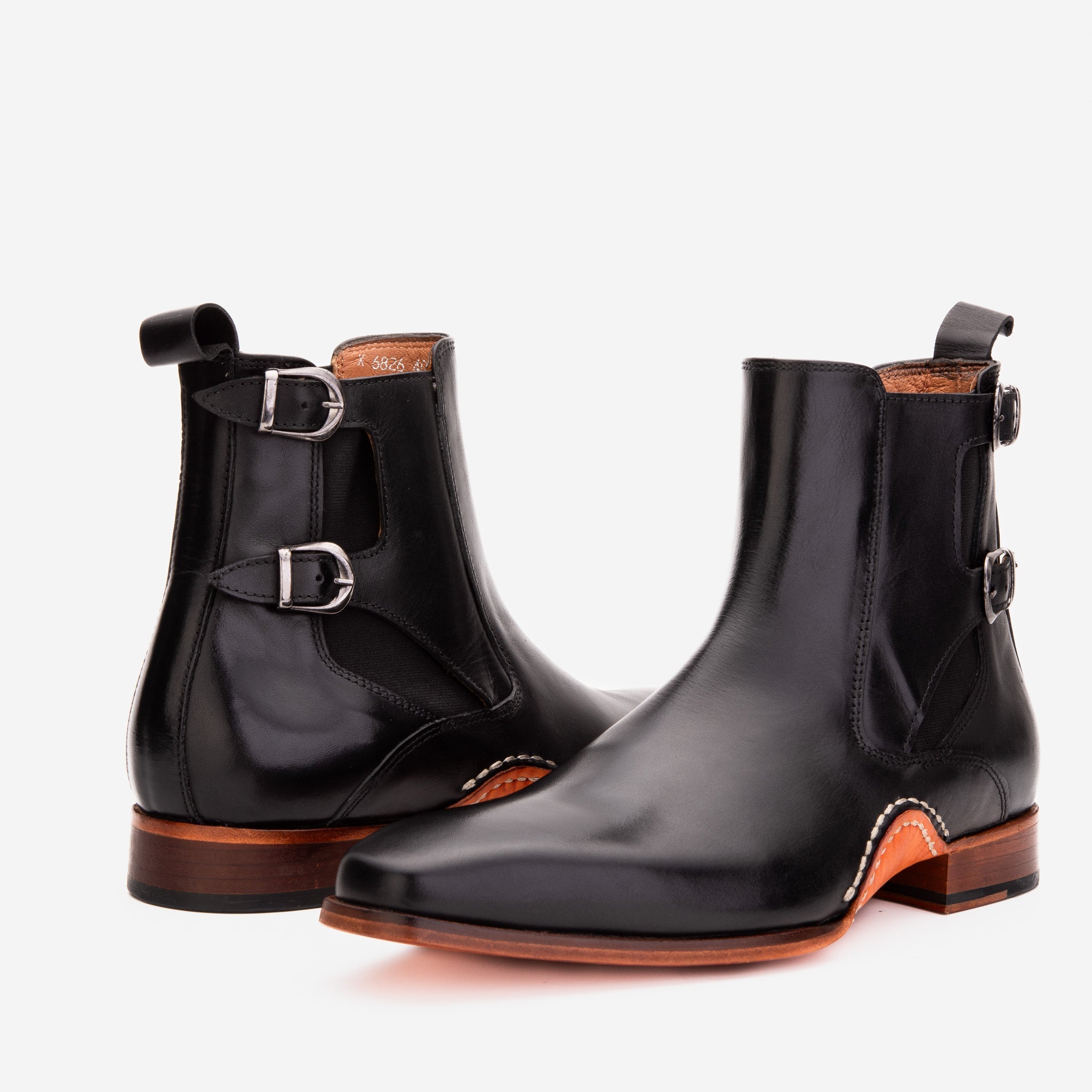 The Royal Hand Craft Black Leather Double-Buckle Chelsea Boot