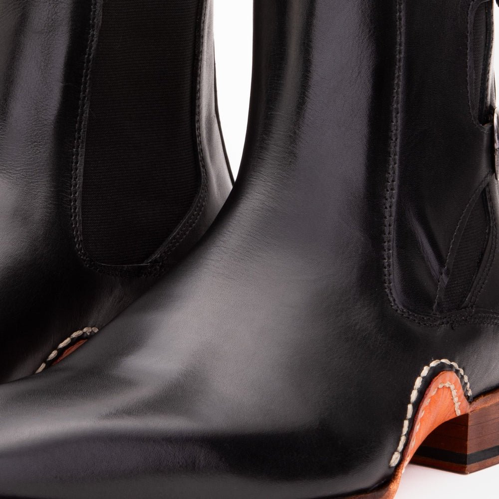 The Royal Hand Craft Black Leather Double-Buckle Chelsea Boot