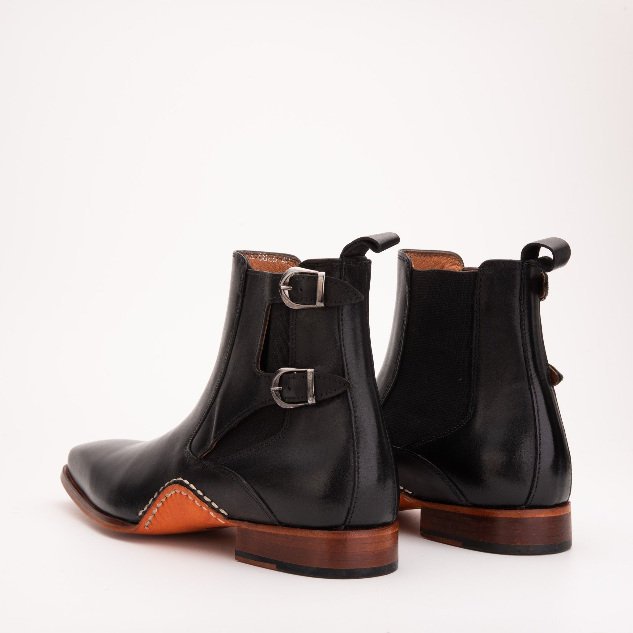 The Royal Hand Craft Black Leather Double-Buckle Chelsea Boot