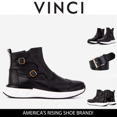 The Stealth Wingtip Buckle Black Leather Boot
