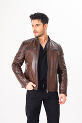 The Falcon Brown Smooth Leather Jacket