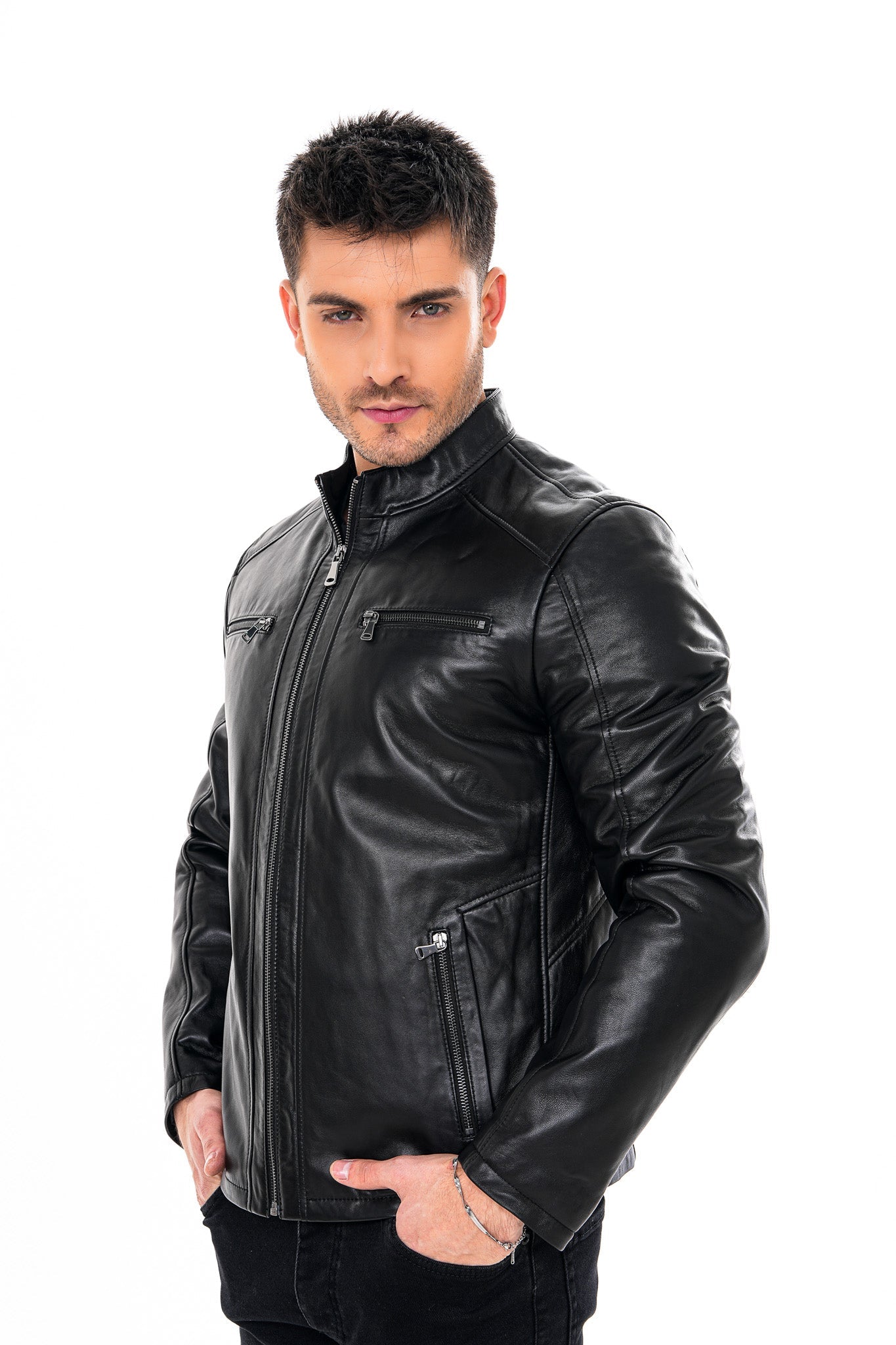 The Falcon Black Smooth Leather Jacket