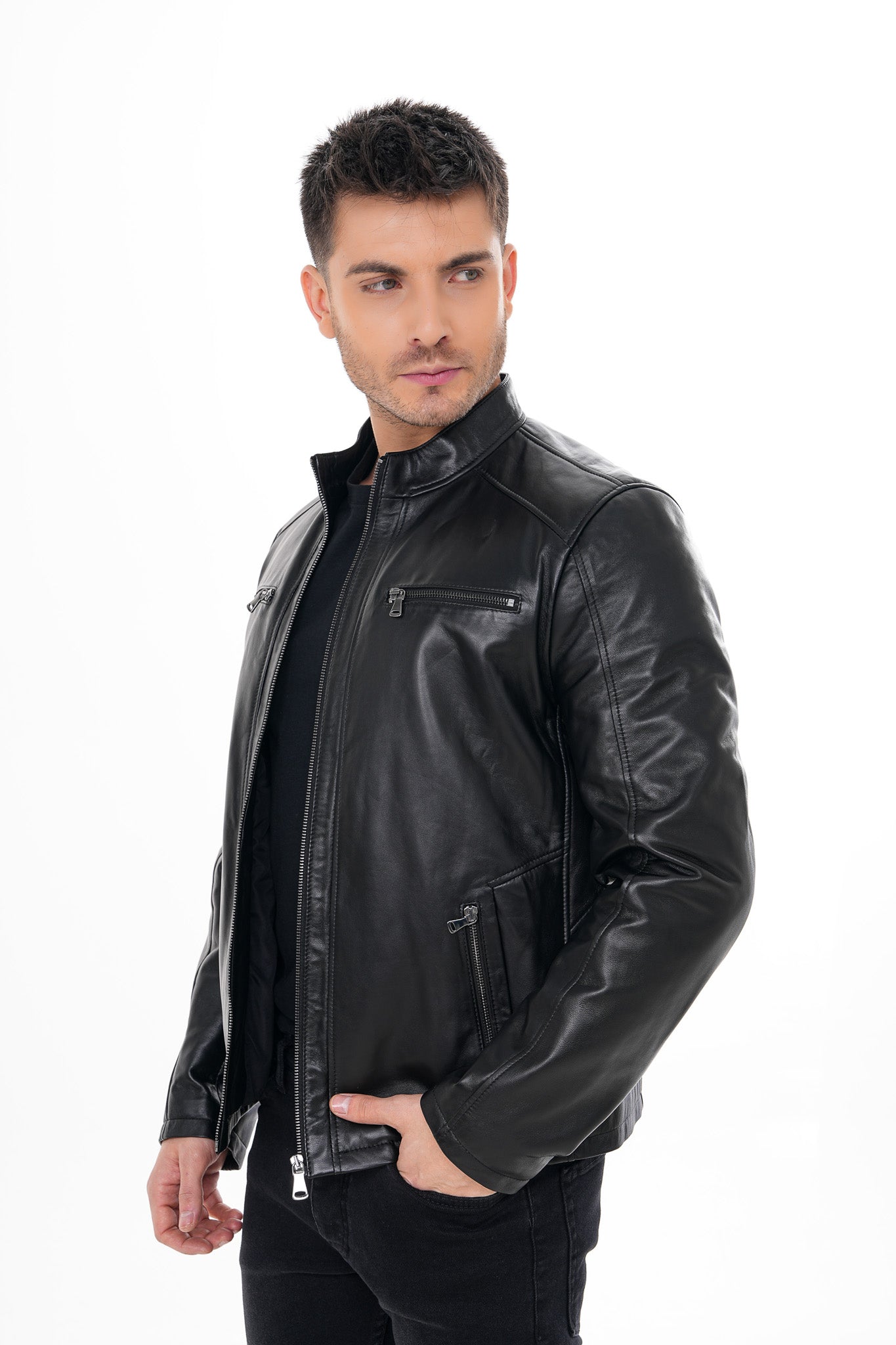 The Falcon Black Smooth Leather Jacket