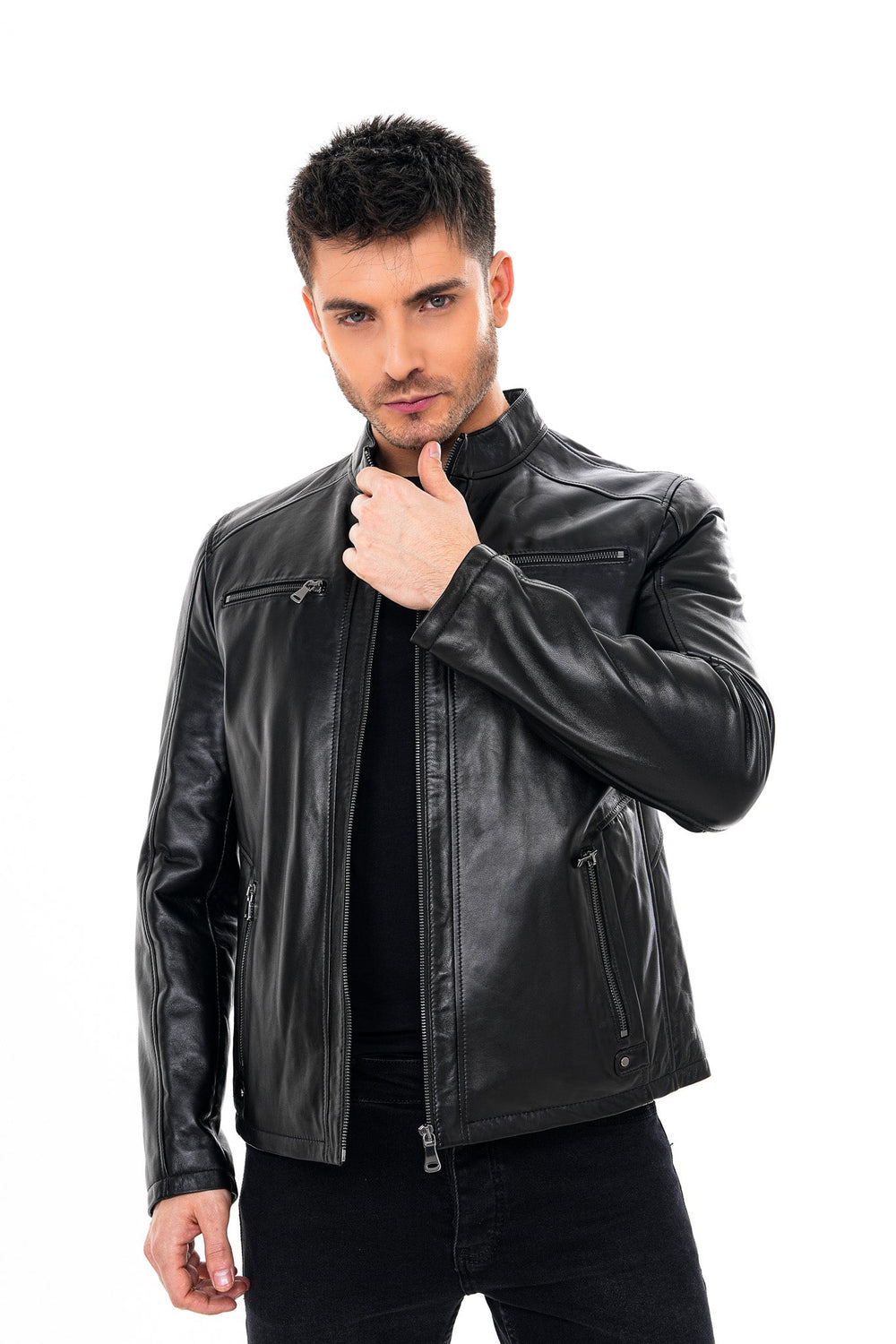 The Falcon Black Smooth Leather Jacket