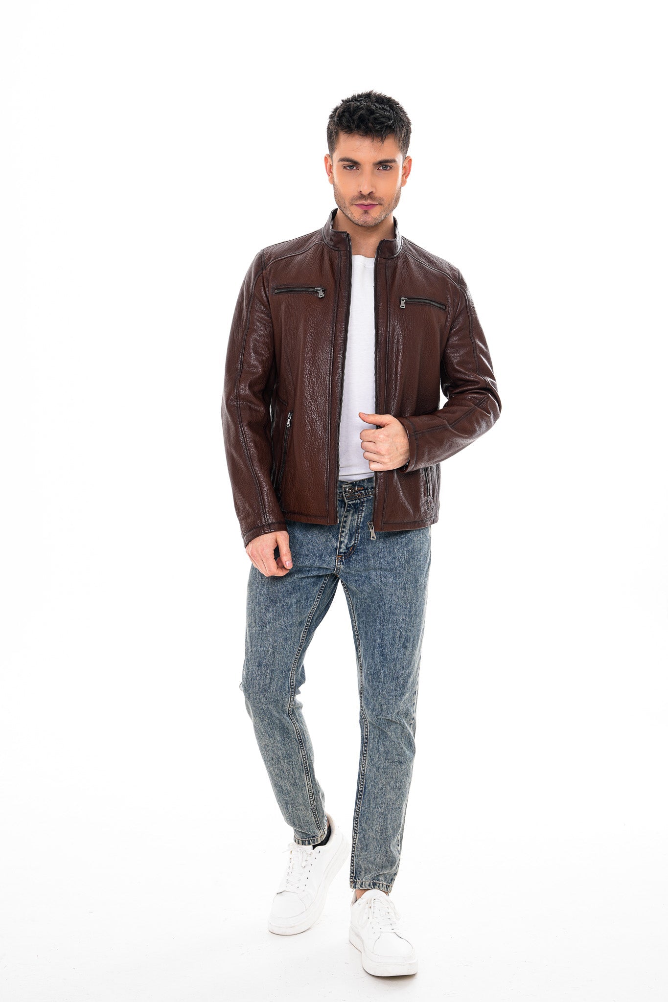 The Falcon Brown Pebbled Leather Jacket
