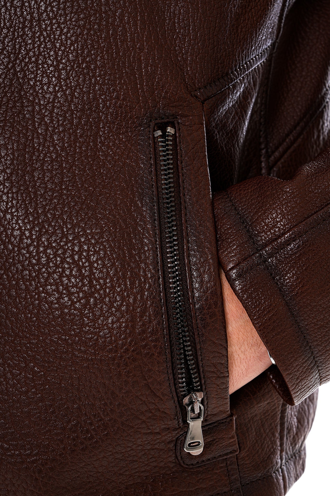The Falcon Brown Pebbled Leather Jacket
