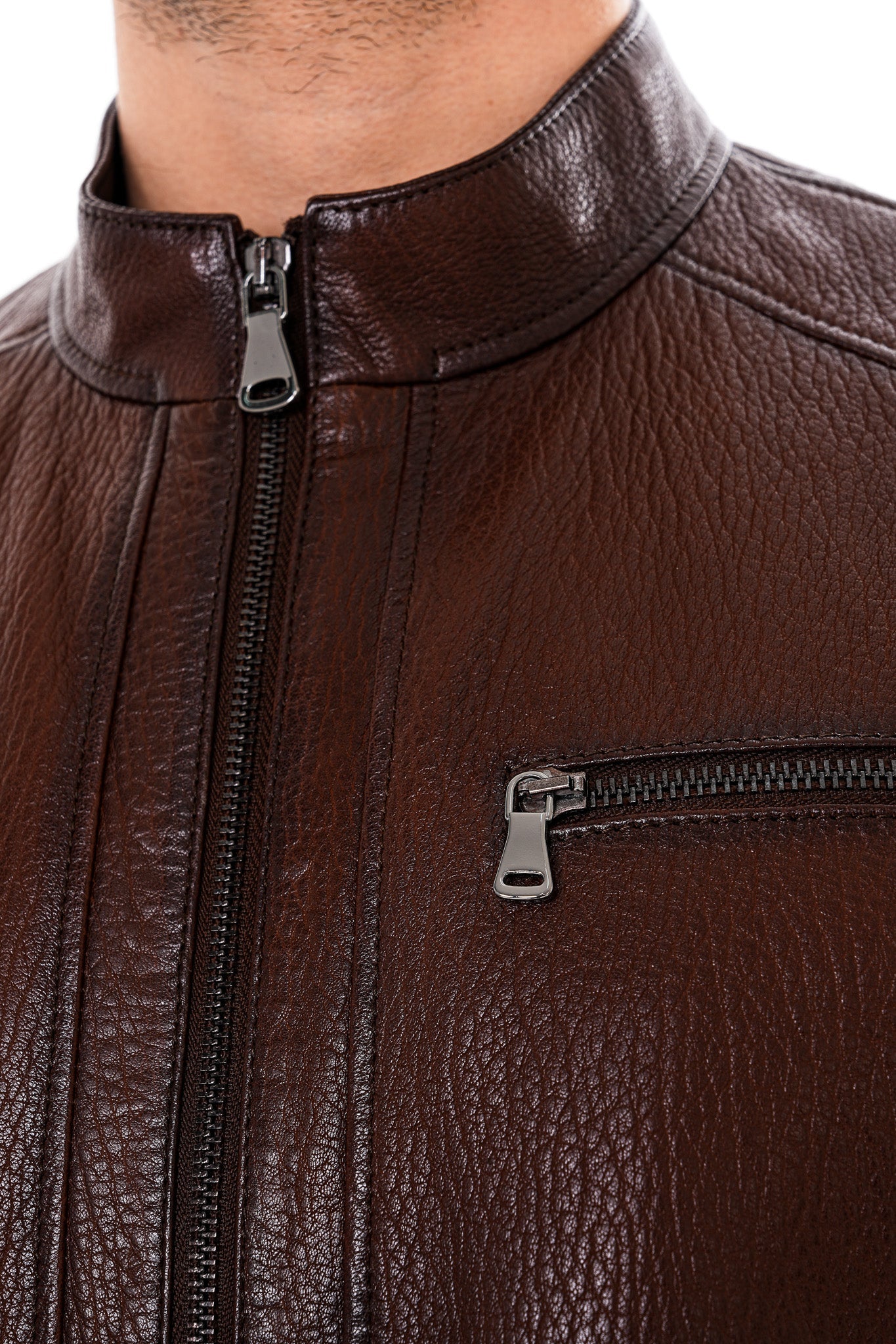 The Falcon Brown Pebbled Leather Jacket