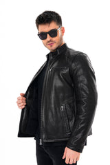 The Falcon Black Pebbled Leather Jacket