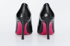 The Ege Black Leather Pump Fuchsia Sole Shoe
