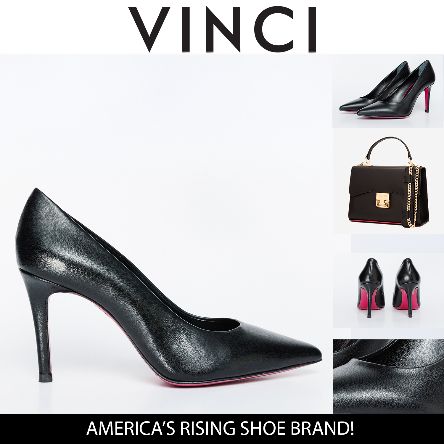 The Ege Black Leather Pump Fuchsia Sole Shoe