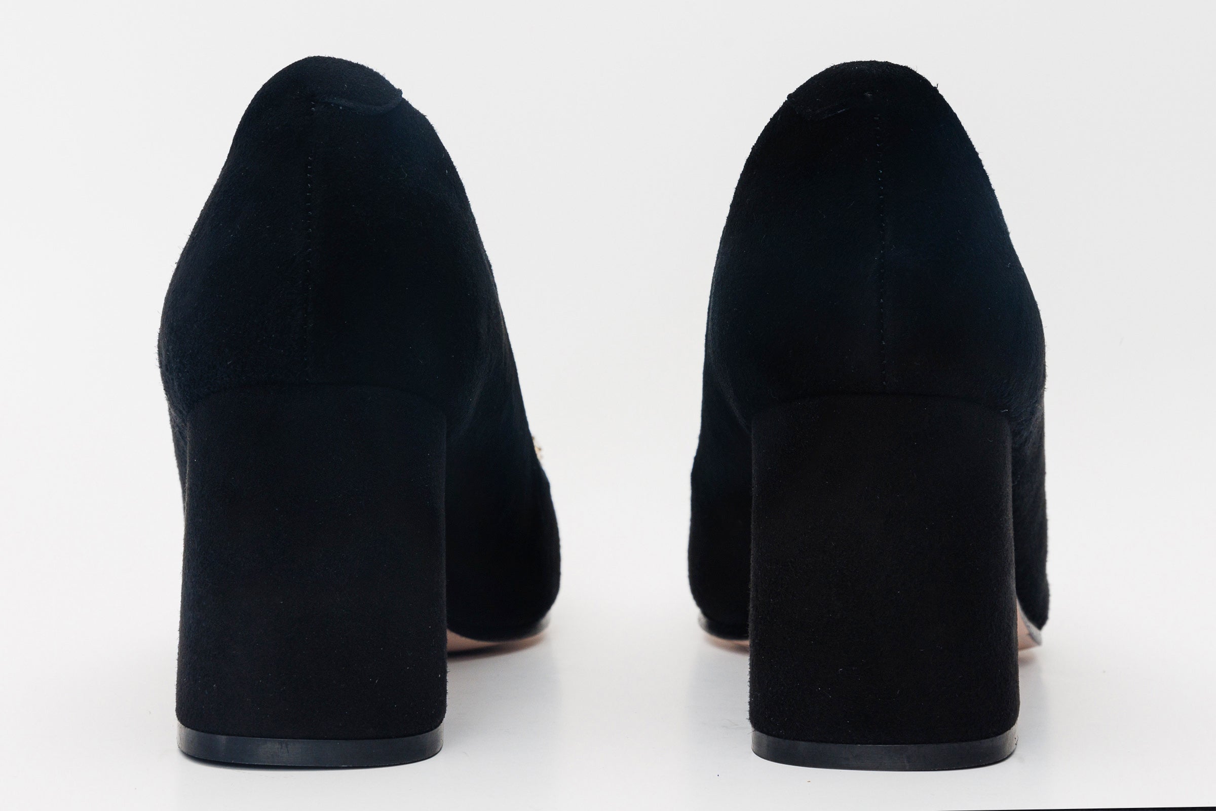 The California Black Suede Leather Block Heel Pump Shoe