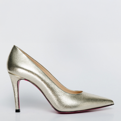 The Ege Gold Leather Pump Fuchsia Sole Shoe