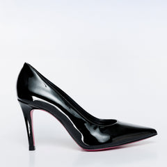The Ege Black Patent Leather Pump Fuchsia Sole Shoe